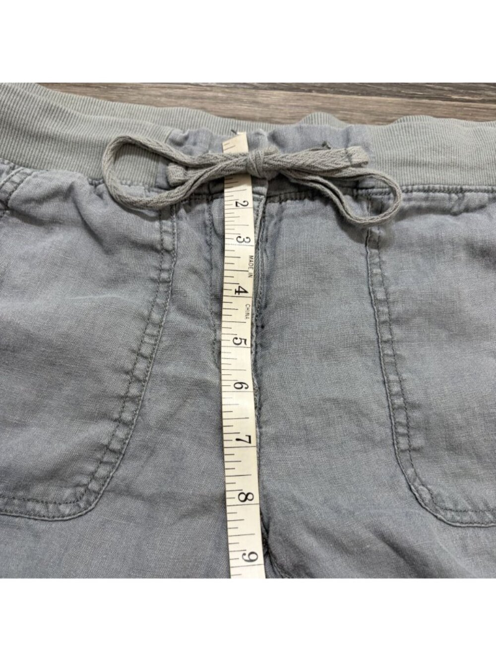 Lou & Grey Linen Pants Small Gray Elastic Waist Pockets Lightweight Casual - Picture 6 of 9